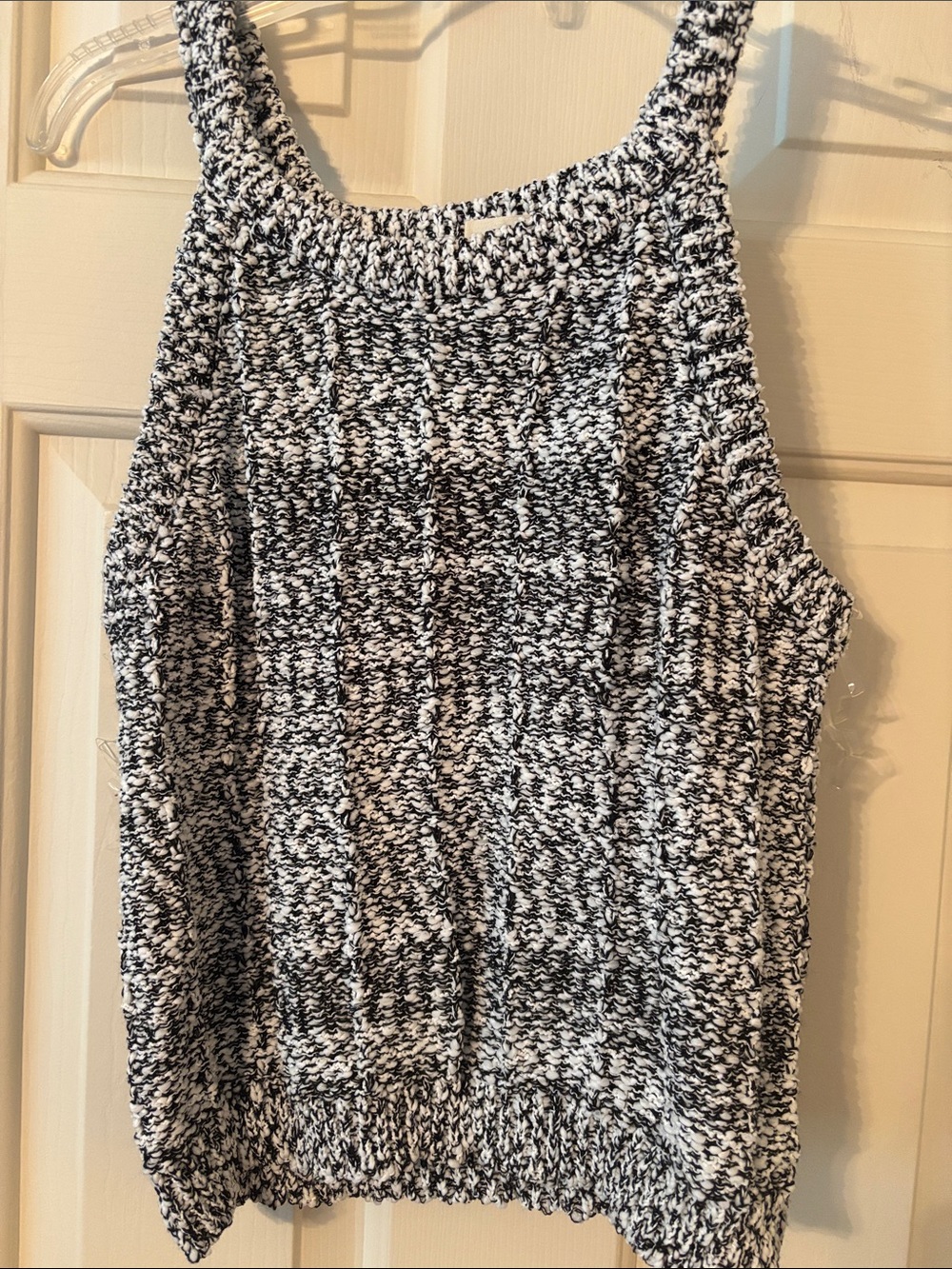 POL Black & White Marled Knit Tank Top